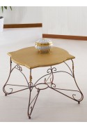 Tavolino quadrato in ferro battuto con piano in legno R.04003