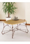 Tavolino rettangolare in ferro battuto con piano in legno R.04004