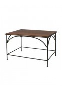 Tavolino country in ferro battuto e piano in legno R.04058