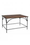 Tavolino country in ferro battuto e piano in legno R.04059
