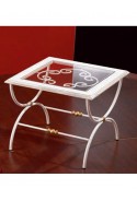 Tavolino in ferro battuto con piano in vetro R.01221