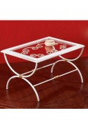 Tavolino in ferro battuto con piano in vetro R.01266