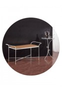 Tavolino in ferro battuto con piano in vetro circolare R.01215