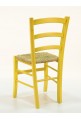 Set di Quattro Sedie Anilina giallo con sedile in paglia di riso