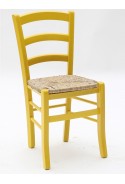 Sedia Anilina giallo con sedile in paglia di riso